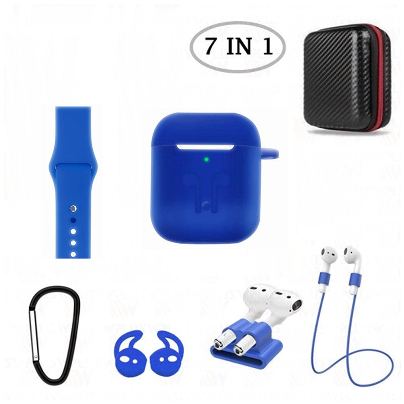 Étui en silicone 7 en 1 avec bracelet de montre en silicone pour AirPods 1 2 (1ère 2ème génération) Étui en silicone 7 en 1 avec bracelet de montre en silicone pour AirPods 1 2 (1ère 2ème génération)